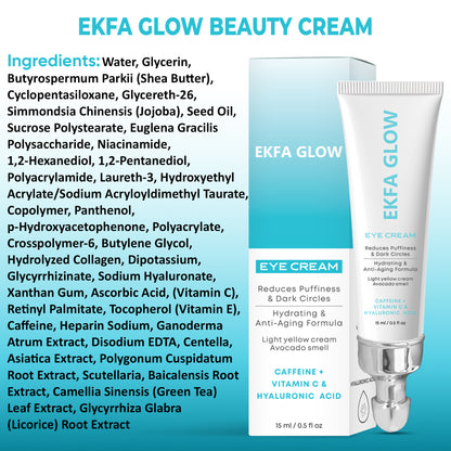 Eye Cream – Reduces Puffiness & Dark Circles with Caffeine & Vitamin C Ekfa Glow Fulfilled